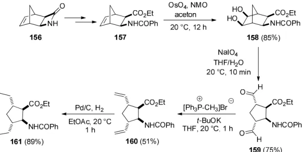 45. ábra Dietil-szubsztituált ciszpentacin származék szintézise szterokontrollált oxidatív  gyűrűnyitási reakcióval 