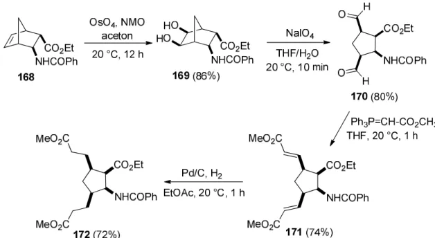 47. ábra Diszubsztituált ciszpentacin származék szintézise szterokontrollált oxidatív  gyűrűnyitási reakcióval 