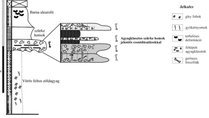 2. ábra. Az iharkúti Szál-6-os lelőhely rétegsora (Botfalvai et al. 2012 nyomán módosítva)