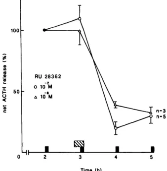 FIG. 7. Effect of puromycin on rapid and delayed feedback inhibition of stimulated ACTH release in perifused anterior pituitary cells