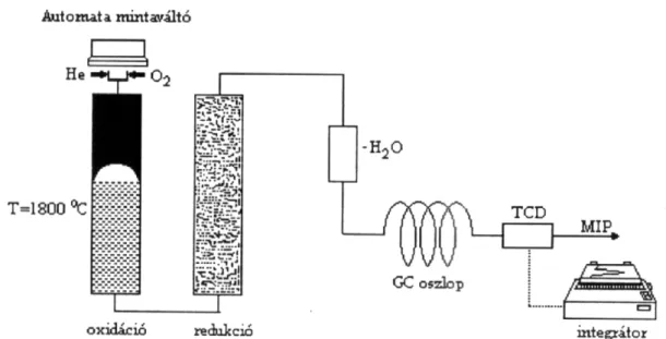 19. ábra N 2 -gázfejlesztéses mintabevitel szilárdpróbás C/N-analizátor és atmoszférikus  hélium-MIP- összekapcsolásával 