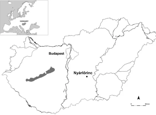 Fig. 1 Map of Hungary showing the location of the site