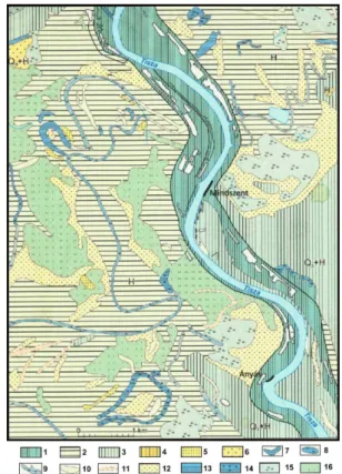 2. ábra:  Mindszent környékének geoorfológiai térképe (Kis É.,  Lóczy D. In: Lóczy et al