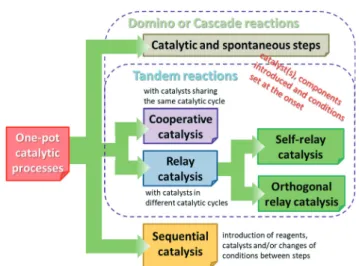 Fig. 2 Scheme of classification of the catalytic one-pot processes.