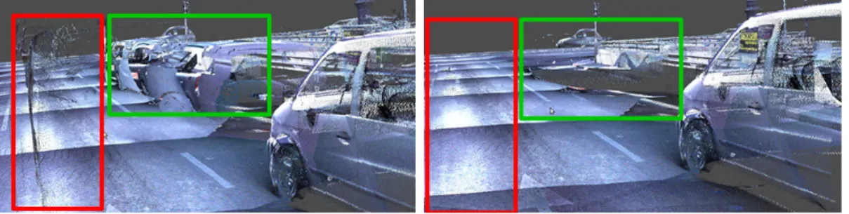 Figure 2.2: Demonstration of the phantom effect in MLS data and the result of phantom removal workflow with the proposed approach.