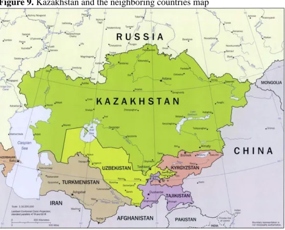 Figure 9. Kazakhstan and the neighboring countries map 