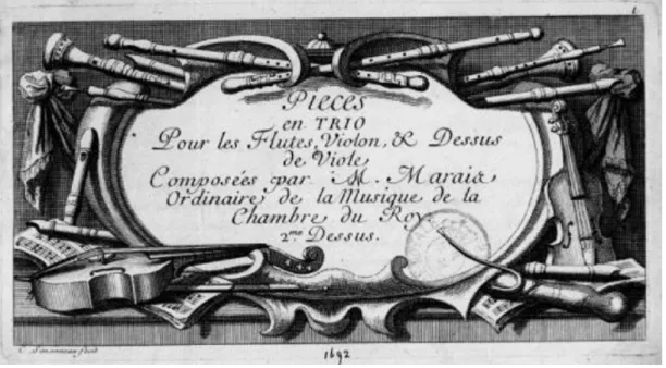 5. kép: Marin Marais: Pièces en Trio, 1692-ben megjelent kötetének címlapja 