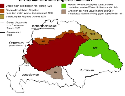 Abbildung 3: Die territorialen Veränderungen Ungarns 1938-1941 137 