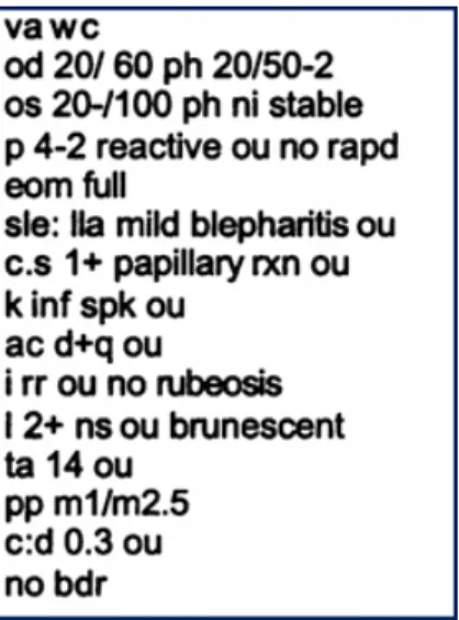 Figure 2.1: A portion of an ophthalmology record in English