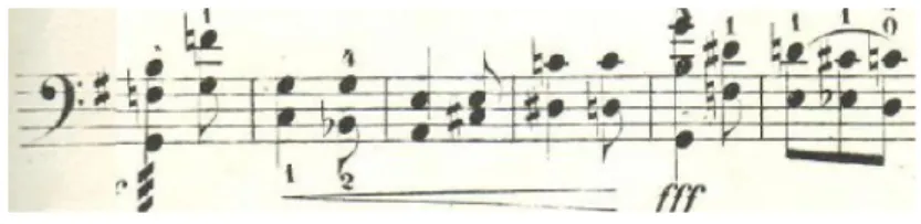 9. ábra Op. 16 Az első tétel csúcspontja, II. gordonka 