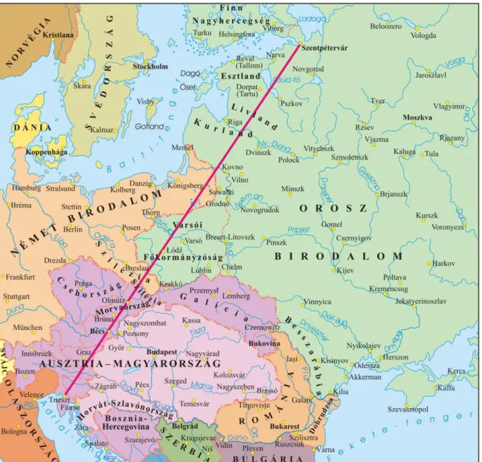 4. ábra: A Hajnal-vonal az I. világháború előtti Európában 