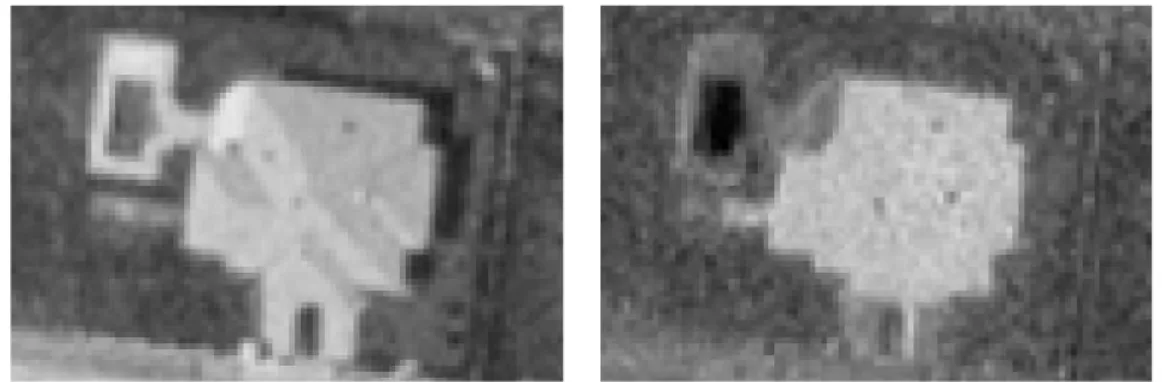 Figure 2.19: Grayscale images generated two diﬀerent ways: (a) is the R compo- compo-nent of the RGB colorspace, (b) is the u ∗ component of the L ∗ u ∗ v ∗ colorspace.
