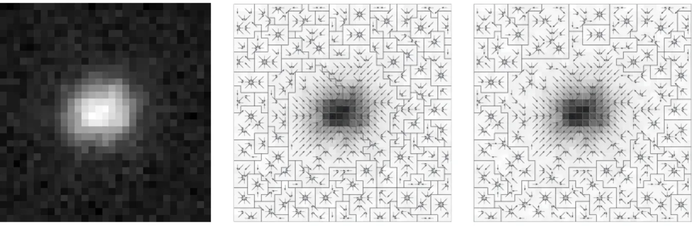 Figure 2.9: Left panel: a stamp of a star, covering 32 × 32 pixels from a typical blurred KeplerCam image