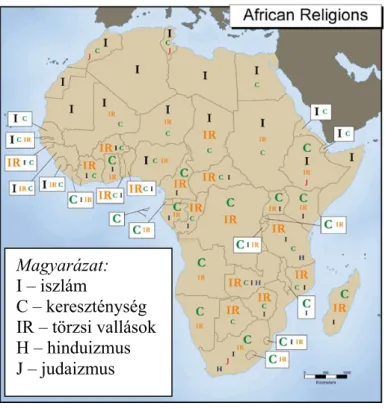 7. ábra Afrikai vallások térképe 