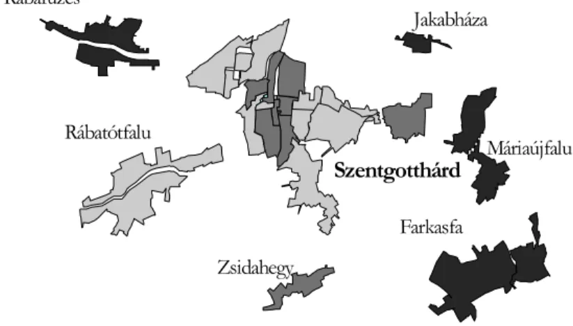 11. ábra: Szentgotthárd szociális térképe, 1997
