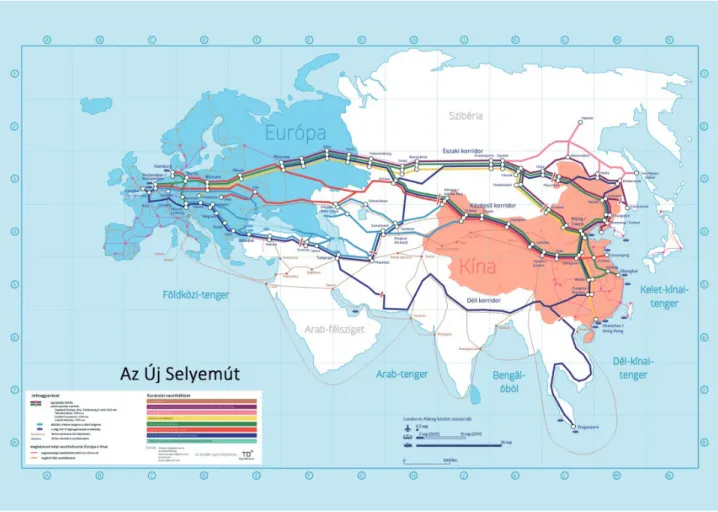 1. ábra: Az Új Selyemút konnektivitása Figure 1: The Connectivity of the New Silk Road