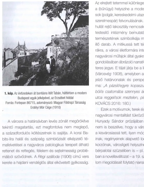 1. kép. Az évtizedeken át bontásra ítélt Tabán,  háttérben a modern  Budapest egyik jelképével, az Erzsébet híddal 