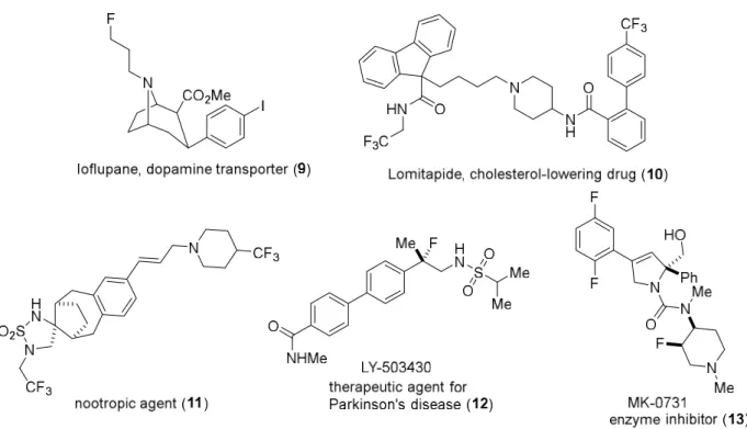 Figure 3. Several molecules with fluoroamine or trifluoroamine units.