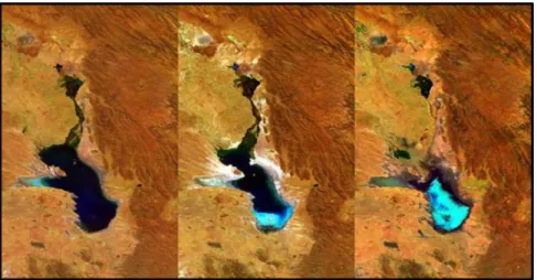 Figure 9. The dried out Poopo lake in Bolivia (satellite image credit ESA). Image taken from the presentation  Visiting the European Space Agency by I.J