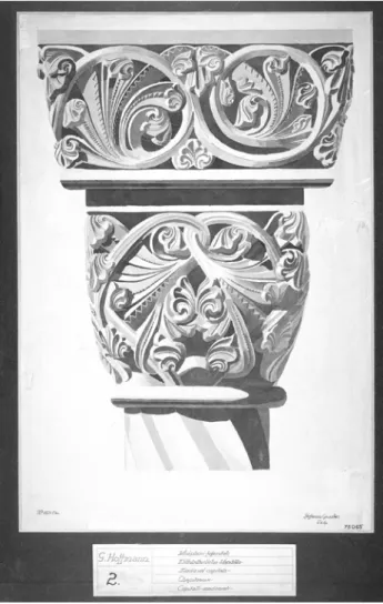 Fig. 5. Student drawing of a Medieval capital. © Credit: Plan Col- Col-lection and Archives, Department of History of Architecture and 