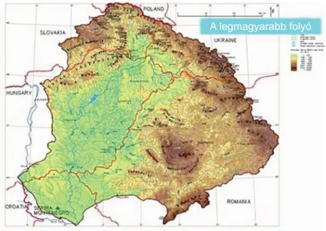 1. ábra. A Tisza vízgyűjtő területe és teljes hossza