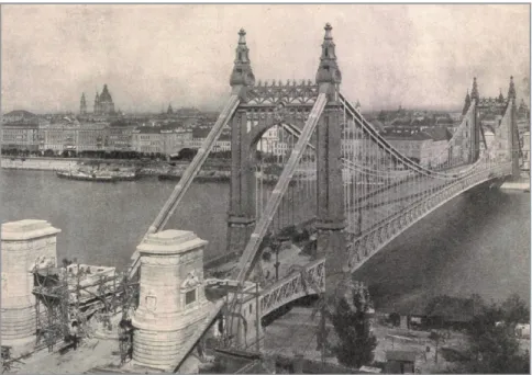12. ábra: Budapesti panoráma a befejezéshez közeledő Erzsébet híddal 29
