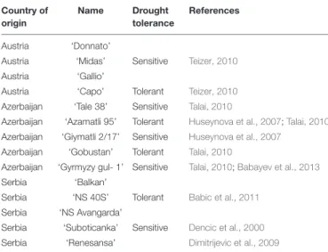 TABLE 1 | Literature information of wheat cultivars used in the study.