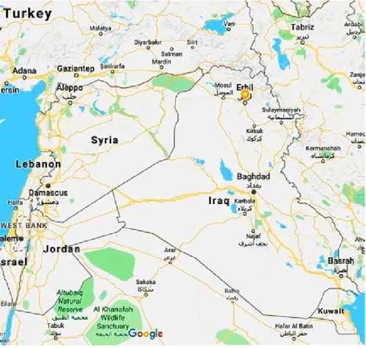 Figure 1. Location of Erbil City Iraq (source: www.google.com/maps)