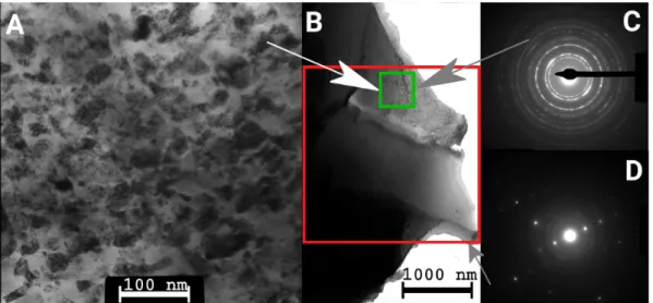 Figure 7. TEM images and selected-area electron diffraction (SAED) patterns for sample SAA1000.