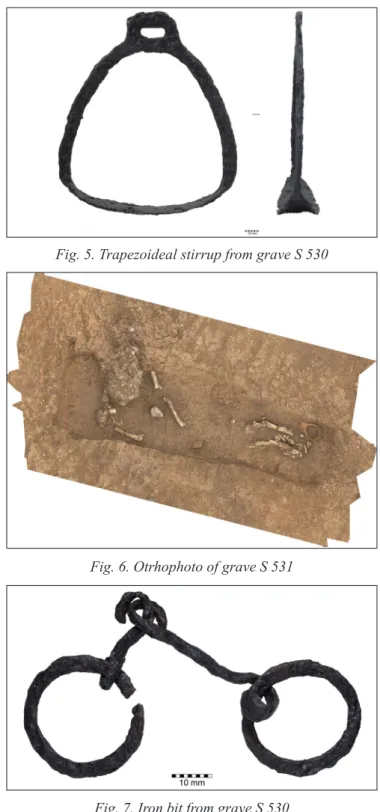 Fig. 7. Iron bit from grave S 530 Fig. 6. Otrhophoto of grave S 531