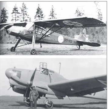 5. ábra. Fieseler Fi 156 Storch finn felségjellel és Focke-Wulf  Fw 58 Weihe futárrepülőgép magyar felségjellel 15