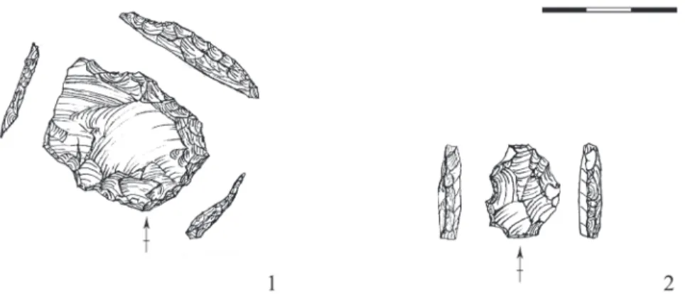 Fig. 2. Lithic artefacts from the Pilisszántó II rockshelter (drawing by K. Nagy)
