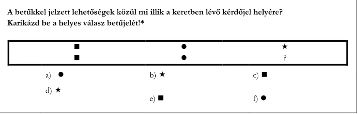 3. ábra: példa egy, a vizualitás kritériumának megfelelő, de a „művészeti jelleg” kritériumának nem feltétlenül megfelelő in- in-telligenciateszt feladatra (forrás: a Szerzők) 