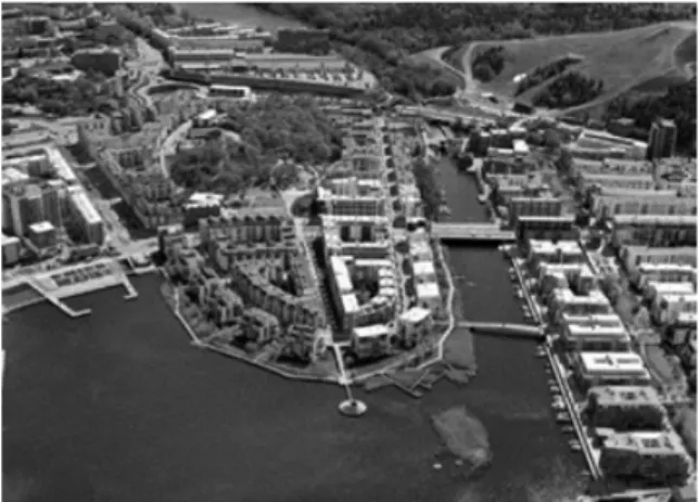 7. kép: Hammarby Sjöstad városrész felülnézete (Forrás: Nicole Foletta - Case study, IDTP Europe)