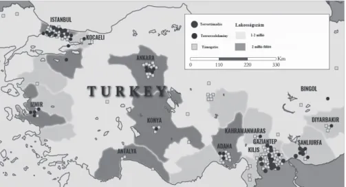 1. ábra: Az Iszlám Állam tevékenysége Törökországban (2014. június – 2017. január) Forrás: Combating Terrorism Center at West Point [2019