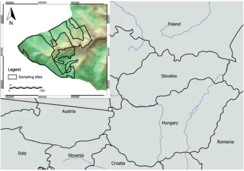 Figure 4. The location of  the study site, Hidegvíz  Valley in the Sopron  Mountains, Hungary