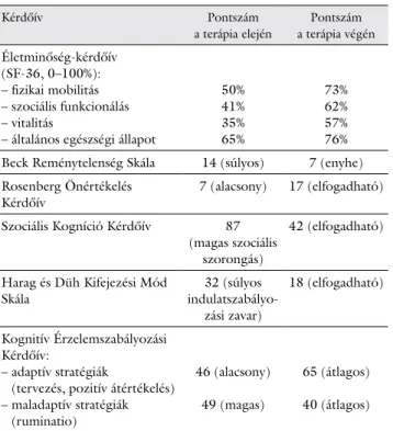 3. táblázat A standardizált kérdőíveken mért eredmények