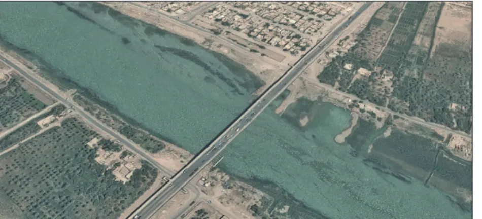 13. ábra. A Szaddam-csatorna hídja, és közvetlen környékének műholdképe