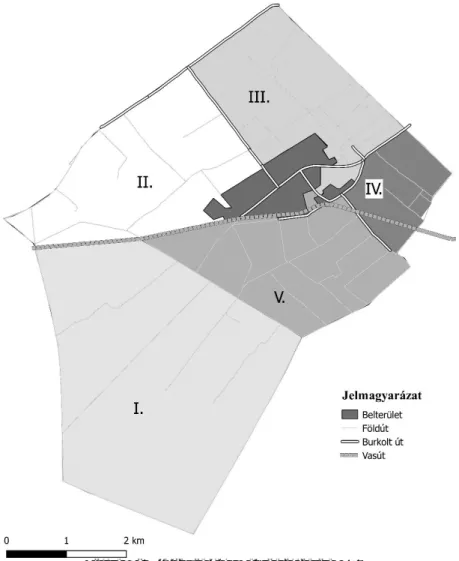 2. ábra: Ballószög külterületi körzeteinek KSH szerinti felosztása 