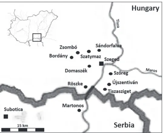 Fig. 1. Location of the sampling sites in Hungary and Serbia