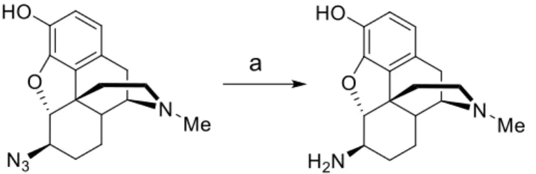 2. ábra. 6β-amino-dihidromorfin előállítása: a) Raney-Nikkel, hidrazin- monohidrát,  etanol 2 óra, szobahőmérséklet 