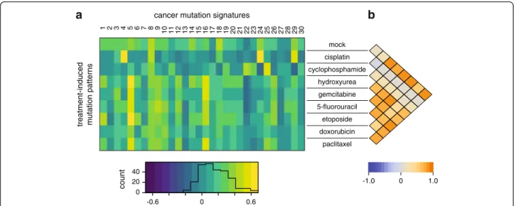 Fig. 6 Correlation of drug-induced mutation patterns with mutation signatures identified in cancer