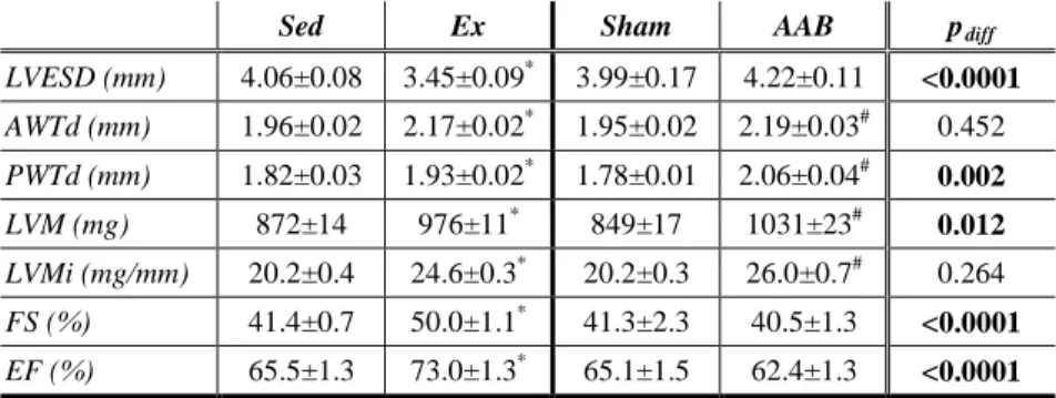 Table 1. Exercise and pathological stimuli result in similar degree of hypertrophy  – echocardiographic measurements