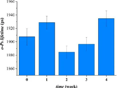 Figure 14 Average discrete ortho-positronium (o-Ps) lifetimes of the papaverine-HCl 