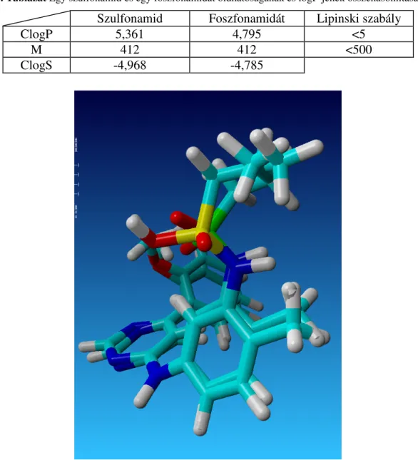 4. Táblázat Egy szulfonamid és egy foszfonamidát oldhatoságának és logP-jének összehasonlítása