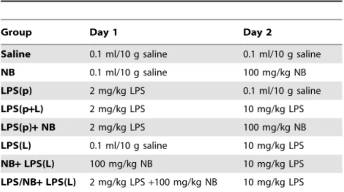 Table 1. Treatment protocols for LPS preconditioning.