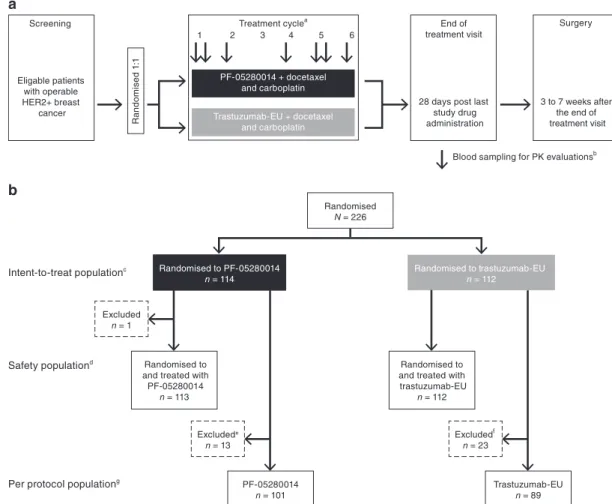 Fig. 1 Overall study design and disposition of patients. a Study design and b patient disposition