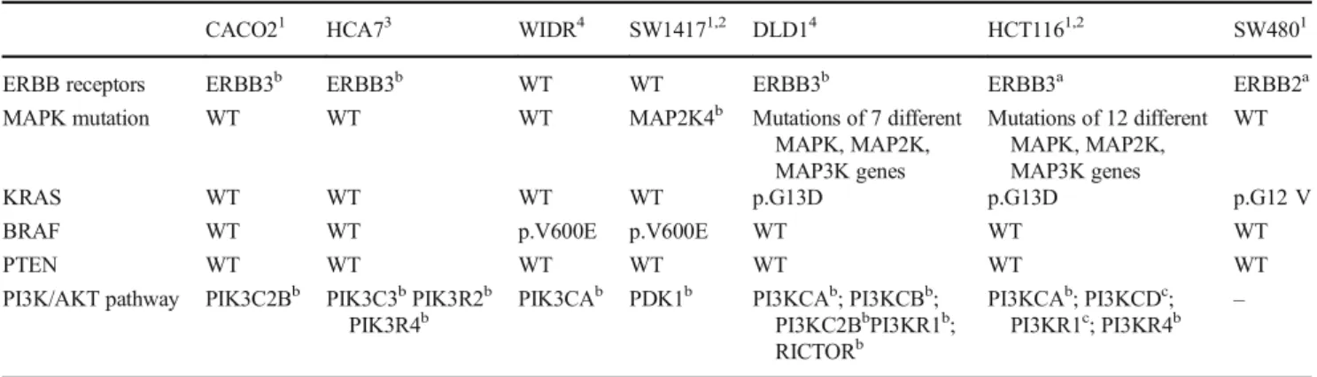 Table 1 Mutational status of the used cell lines