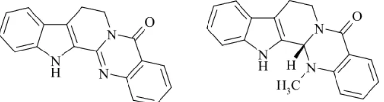 1. ábra: A rutekarpin és az (S)-evodiamin szerkezete. 