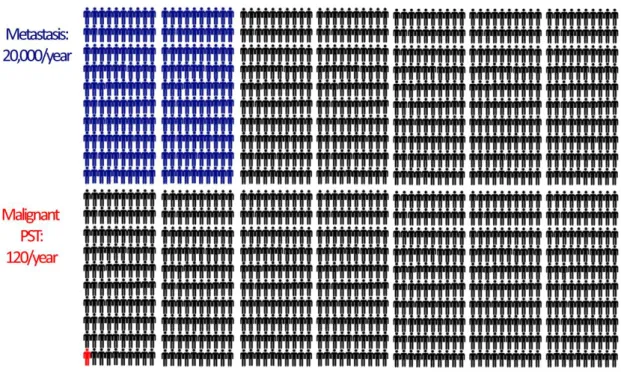 Figure  1  The  comparison  of  the  incidence  of  metastatic  spinal  tumors  with  the  incidence of primary spinal tumors in the USA 